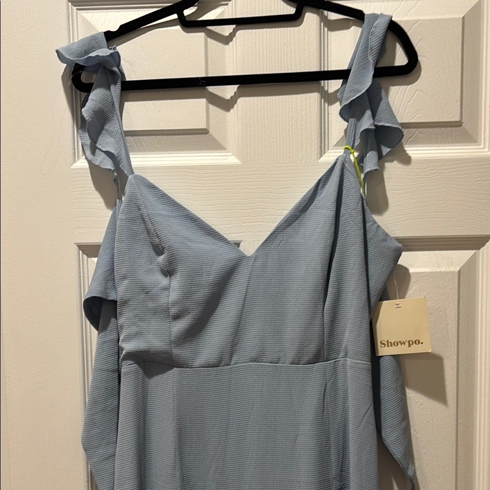 Showpo. Women's Blue Ruffle Strap Maxi Dress